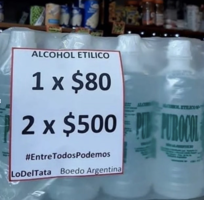 alcohol precios coronaviruts